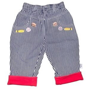 RARE Vintage Railroad Stripes Embroidered Baseball Jeans Fleece Lined 6-9 months